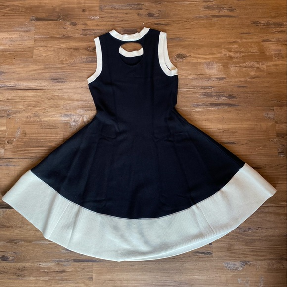 Kate Spade Quincy Brighton Black and Cream Dress XL Cashmere Silk Fit And Flare - Picture 15 of 16